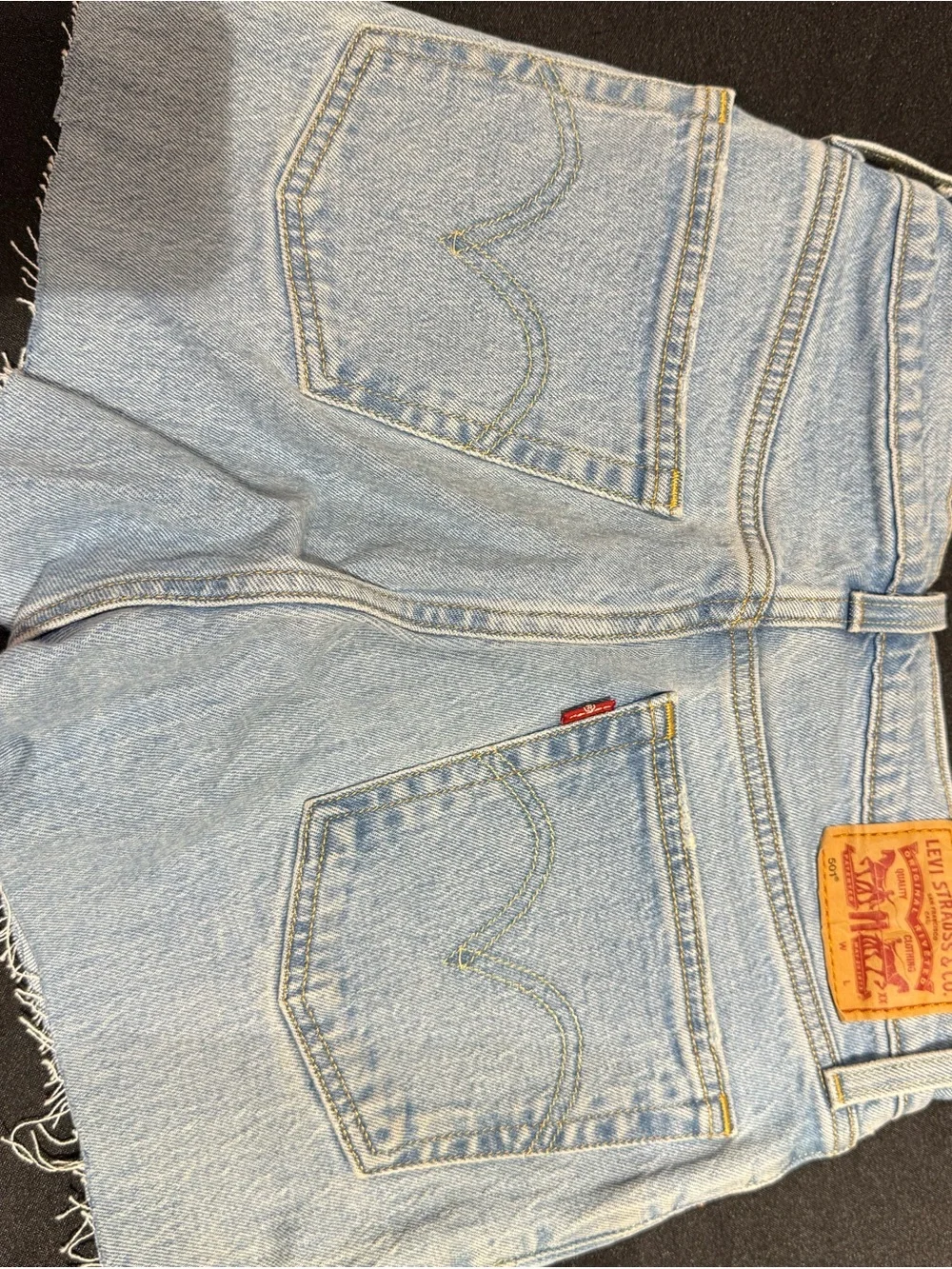 Levi's Light Blue Frayed Hem Denim Shorts